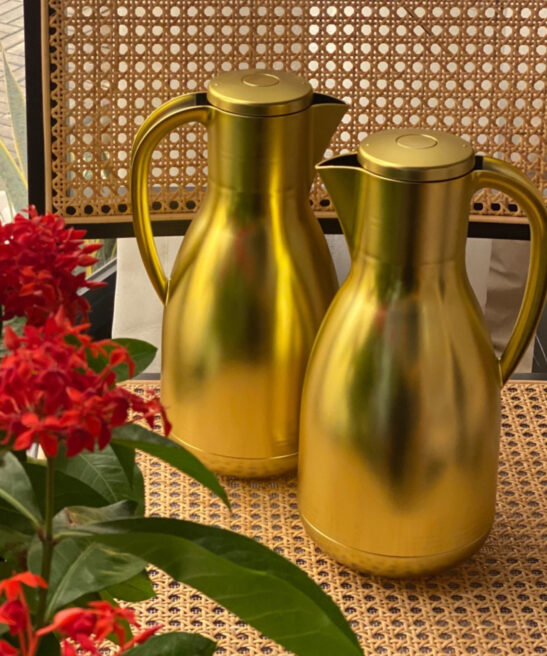 Set of two gold  flask