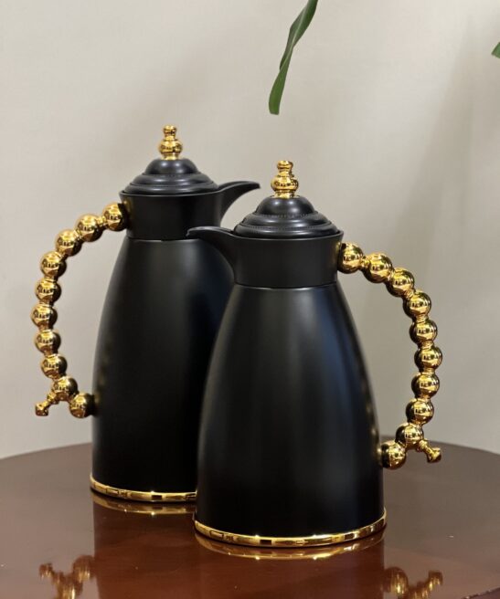 black with gold handle